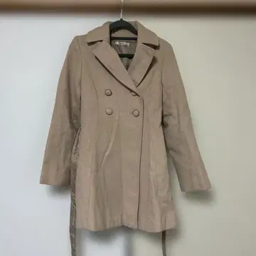 TRALALA 베이지 더블 브레스트 롱 코트