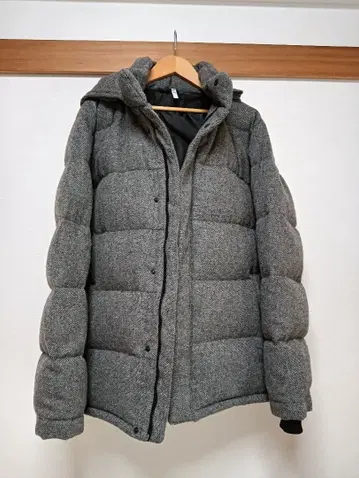 그레이 트위드 후드 부착 다운 자켓 L 사이즈 무인양품
