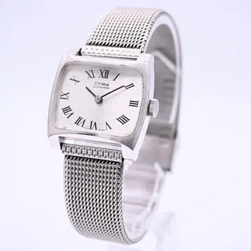 CYMA 씨마 여성용 수동 와인딩 손목시계 실버 메쉬 벨트