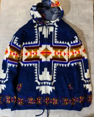 에콰도르제 90년대 핸드메이드 빈티지 니트 후드 네이티브 무늬