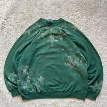 Vintage 리메이크 구제 의류 블리치 가공 리얼 리프 올 패턴 맨투맨