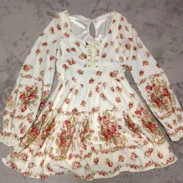 LIZ LISA 꽃무늬 긴팔 미니 원피스 기모 히메 스타일 로리타 귀여움