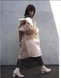 새상품급 lumier 뤼미에 무스탕 보아 더플 코트 M 더피