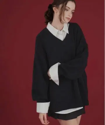 Mili affinity V넥 오버 사이즈 니트