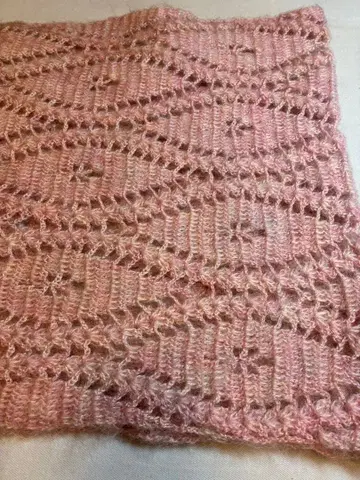 라이트 핑크 레이스 뜨개질 스톨 모헤어