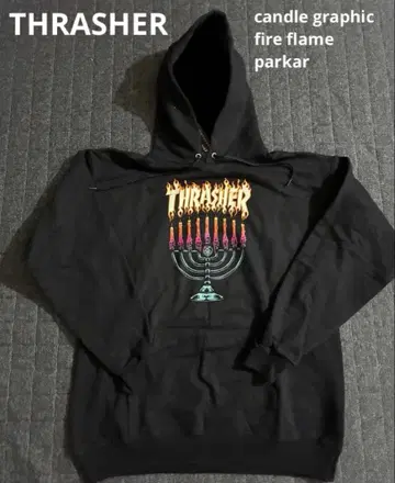 THRASHER 트레셔 파이어 프레임 로고 후드티 온두라스 제조