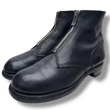 GUIDI 구이디 [26.5] 센터 지퍼 힐 부츠 호스 가죽 블랙