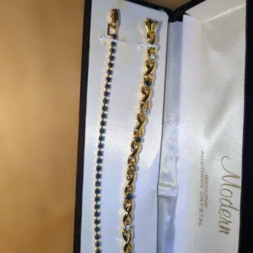 오스트리아 크리스탈 골드 팔찌 2개 세트