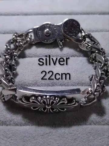 silver416 남성용 플로럴 크로스 팔찌 중후함 22cm 각인 있음