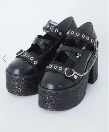 앙크루즈 Be mqin 하트 버클 체인 통굽 S 사이즈 블랙