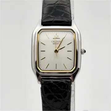 SEIKO 가동 크레도르 1271-5021 SS/가죽/QZ 실버 다이얼