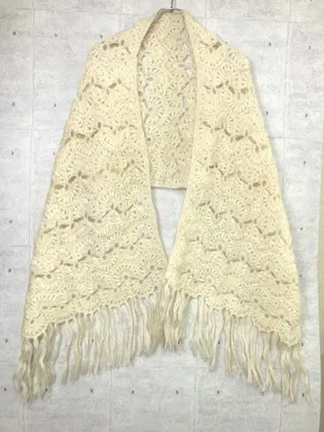 레트로 올드 코티지코어 모리걸 구제 의류 크로셰 니트 프린지 머플러
