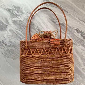 라탄 바스켓백 스트라이프 내부 가방 포함