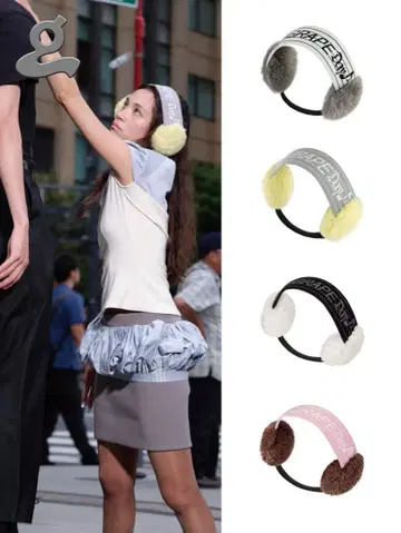 GRAPE 악보 알파벳 니트 퍼 헤어밴드 귀도리 블랙