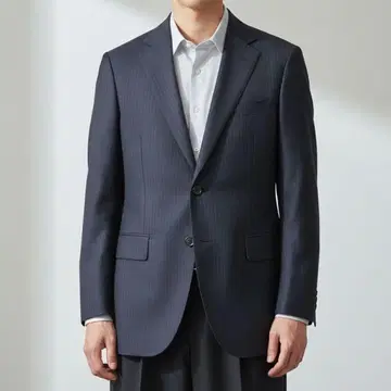 H153*첼루티 테일러드 자켓 블랙 스트라이프 44B