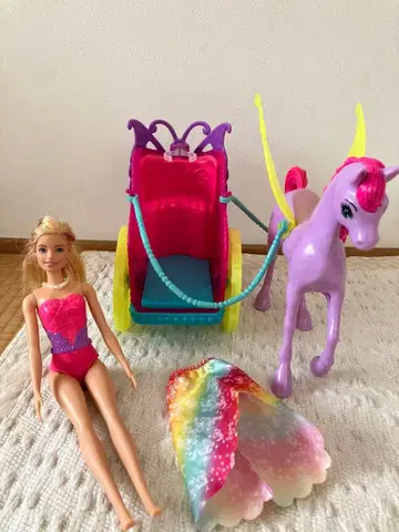 바비 인형 마차 유니콘 세트