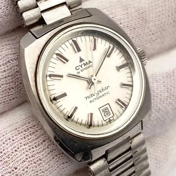 [ 작동 ] CYMA NAVYSTAR 자동 와인딩 손목시계 데이트 실버