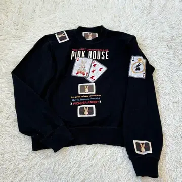 PINKHOUSE 핑크하우스 토끼 자수 카드놀이 맨투맨 앨리스