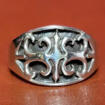 빈티지 은반지 플뢰르 드 리스 바이커 크로스 키퍼링 925