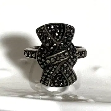 빈티지 마카사이트 실버 반지 925 앤티크풍 리본 9호