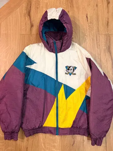 NHL 마이티 닥스 충전솜 나일론 자켓 후드티 빈티지 구제 의류