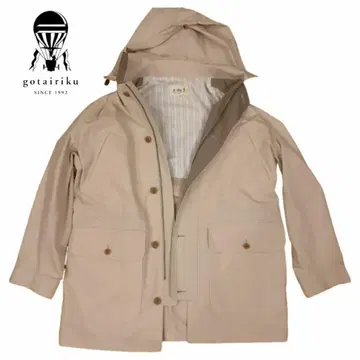 고타이리쿠 gotairiku 베이지 온워드 트렌치코트 후드 탈착식