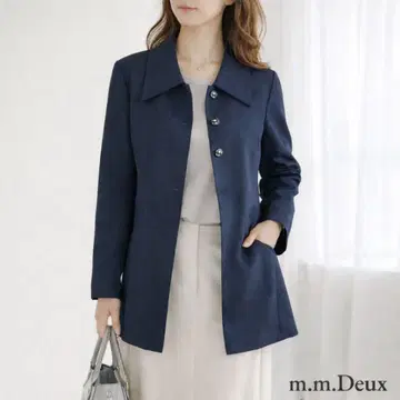 m.m.Deux 스텐 칼라 자켓 M 네이비 깔끔한