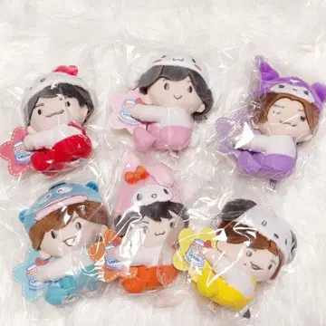 로손 나니와단시 산리오 콜라보 봉제 인형 키링 세트