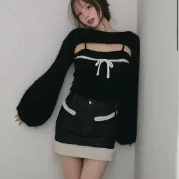Andmary 앤드마리 fur pocket denim skirt 스나계 | 미니 스커트