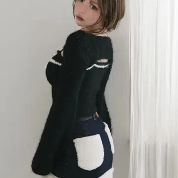 Andmary 앤드마리 fur pocket denim skirt 스나계 | 미니 스커트