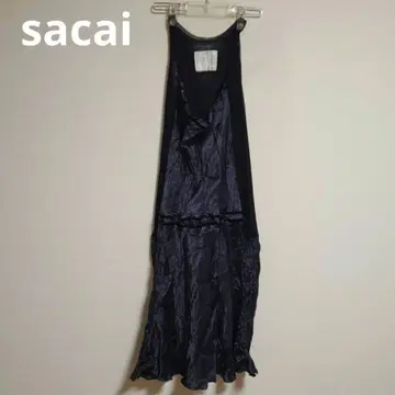 sacai 사카이 롱 슬리브리스 원피스 새틴 이소재 도킹