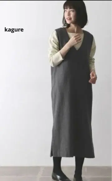 새상품급 kagure 울 트위드 해링본 살로펫 원피스