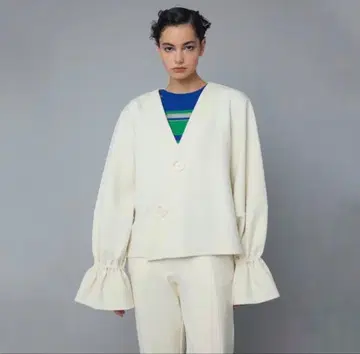 HeRIN.CYE 필스 V넥 가디건 화이트