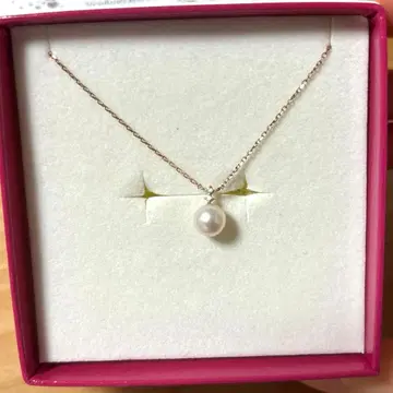 반돔 아오야마 작은 다이아몬드와 펄 목걸이 K10 0.01