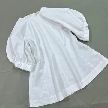 유나이티드 애로우즈 태슬 스티치 개더 5SL 블라우스 화이트