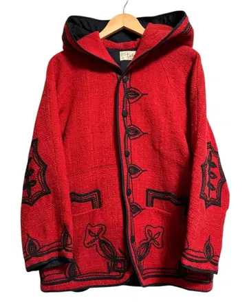 빈티지 tela 에콰도르 울 자켓 후드티 후디 빨간색