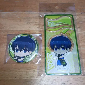 이사기 요이치 미니 캐릭터 아크릴 마스코트 캔뱃지 핫피 ver. 블루 록