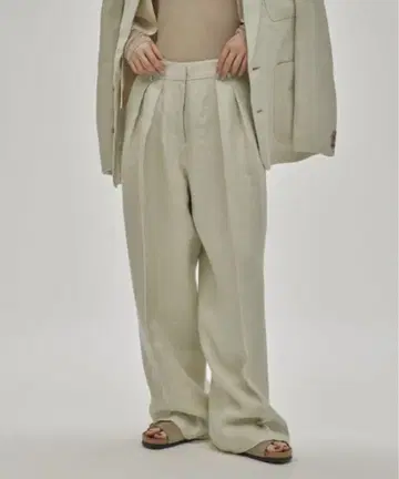 Tuck Linen Trousers 12510710 36 sage