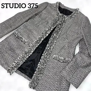 [새상품급] STUDIO 375 노카라 트위드 자켓 11AR L