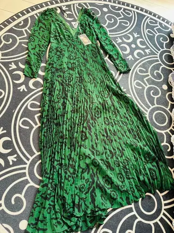 self-portrait 그린 레오파드 맥시 드레스 UK10