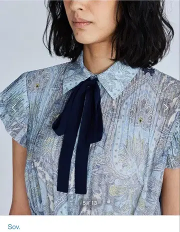DSC 덥스타 sov 페이즐리 패턴 보타이 블라우스