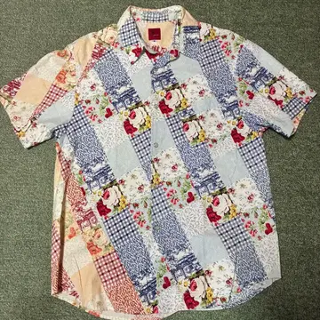 Nepenthes 네펜데스 초기 택 반팔 패치워크 패턴 셔츠