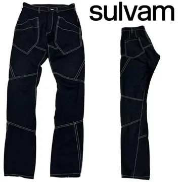 레어 Sulvam 스티치 팬츠 타이트 스키니 스트레치 S