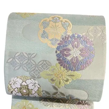 후쿠로 오비 당직 화문 하나비시 에가스미 금실 기모노 016b p