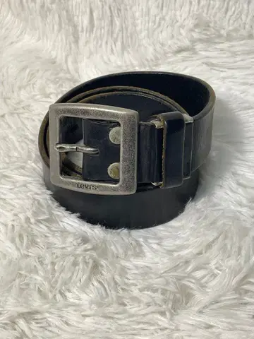 Levi's 리바이스 천연 가죽 가죽 벨트 블랙 실버 금장 장식 빈티지
