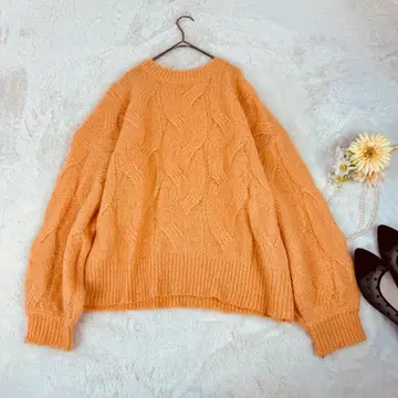 frene 케이블 니트 크루넥 빅 실루엣 프라네 울 혼방