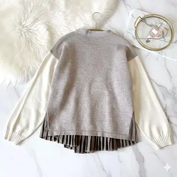 새상품급 레어 위템 이소재 도킹 풀오버 배색 니트 백산