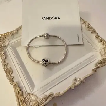 미사용 Pandora 실버 팔찌 하트 참 포함 판도라