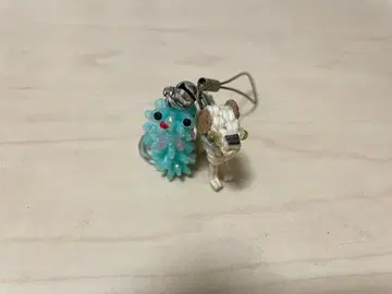 쇼와 레트로 강아지 뜨개인형 스트랩 & 비즈 키링 세트