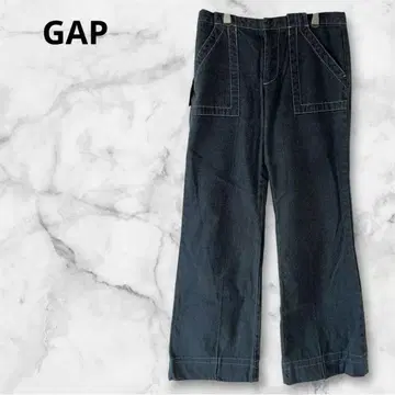 갭 데님 청바지 카고 와이드 레그 루즈핏 다크 블루